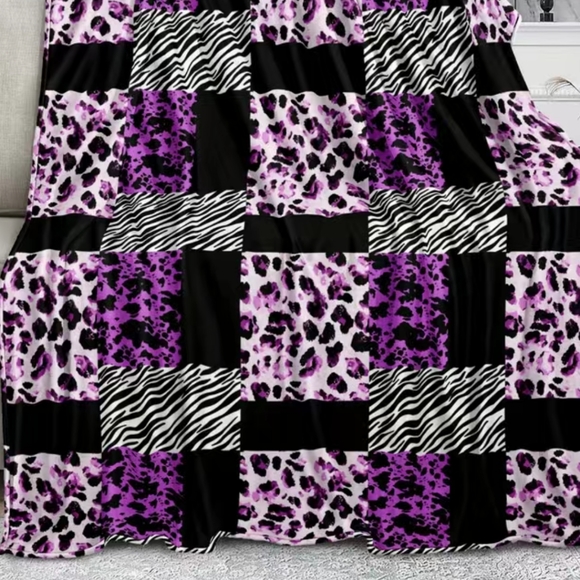 Leopard and zebra print bohemian style blanket - Picture 4 of 6